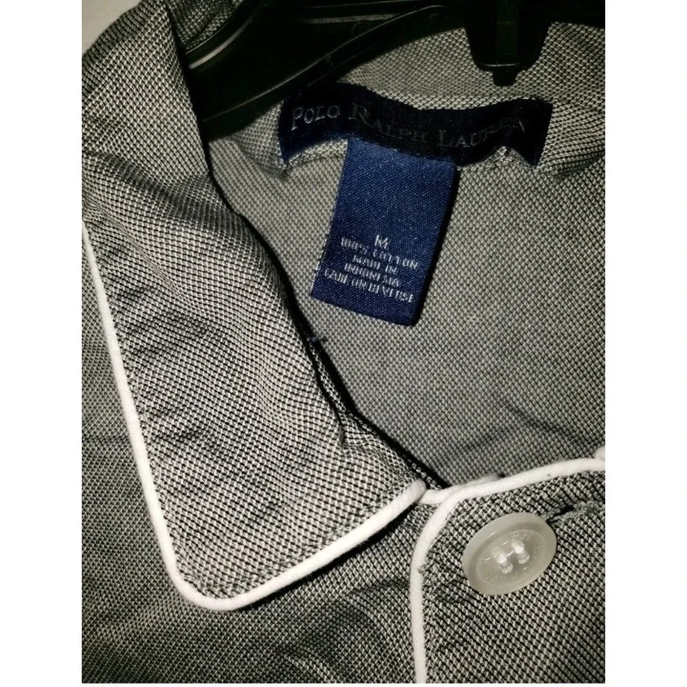 POLO RALPH LAUREN BUTTON‎ UP COLLARED SLEEPSHIRT FLESH PONY GRAY MEN'S SIZE M